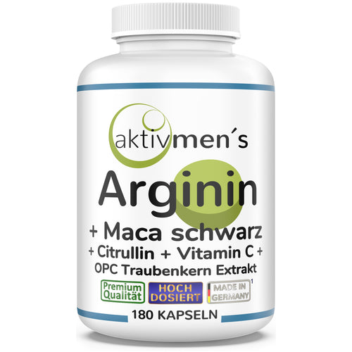 aktivmen´s Arginin + Maca schwarz Extrakt hochdosiert für stark aktive Männer. Von Experten geprüft. In Premium-Qualität, hergestellt in Deutschland! Jetzt kaufen!