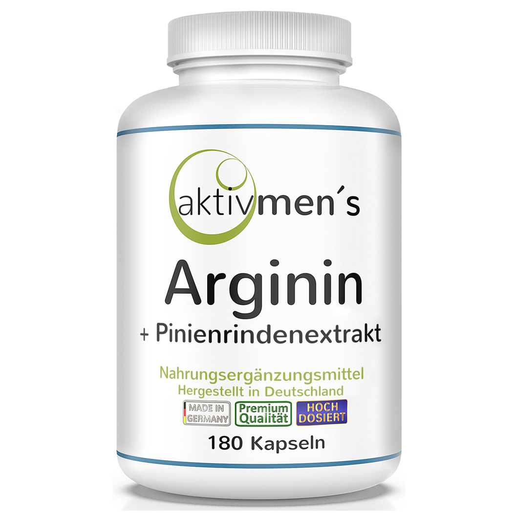 aktivmen´s Arginin + Pinienrinden Extrakt hochdosiert. Mit L-Arginin Base + Pinus pinaster atlantica. Für stark aktive Männer!
